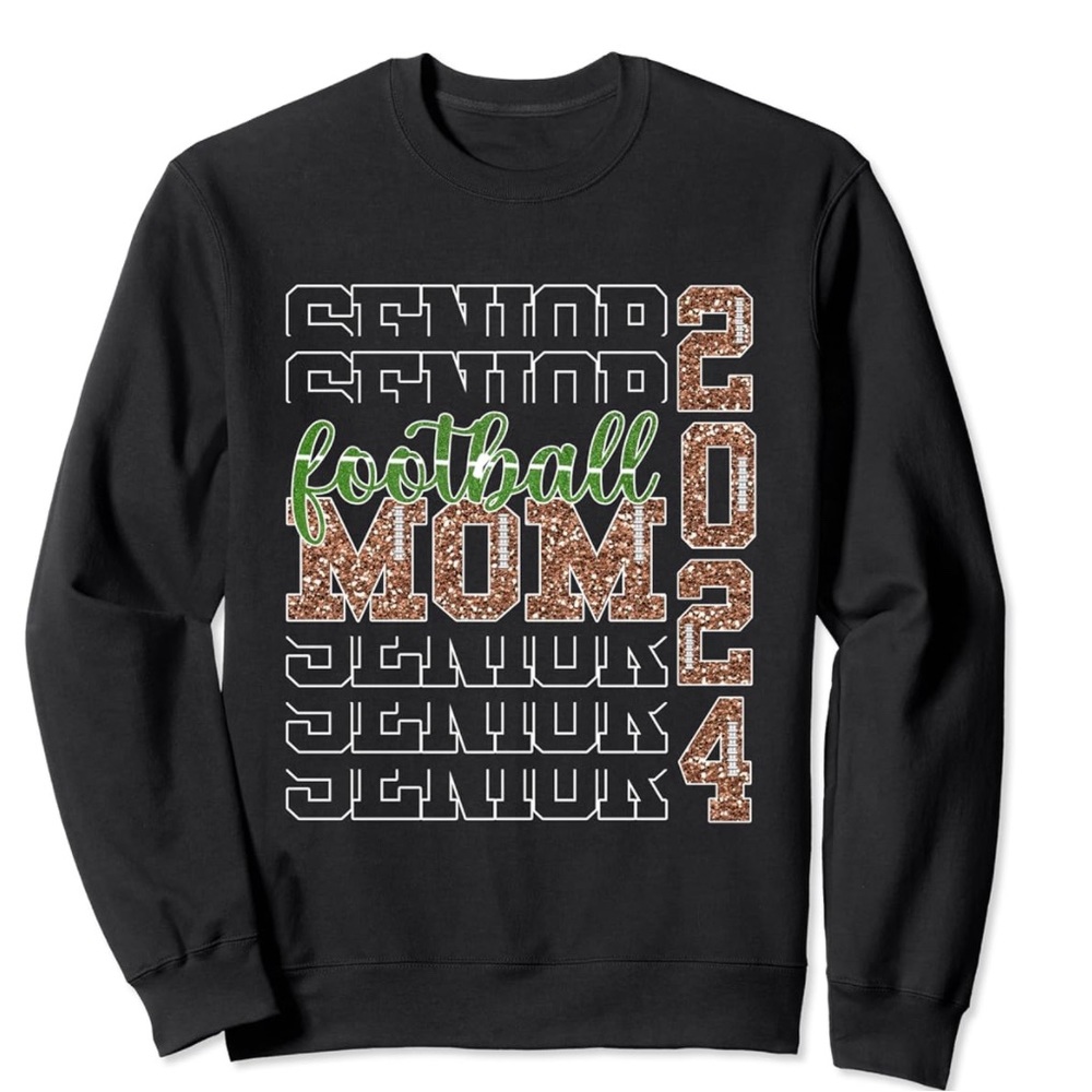 NEW Senior football mom 2024 crewneck sweatshirt black